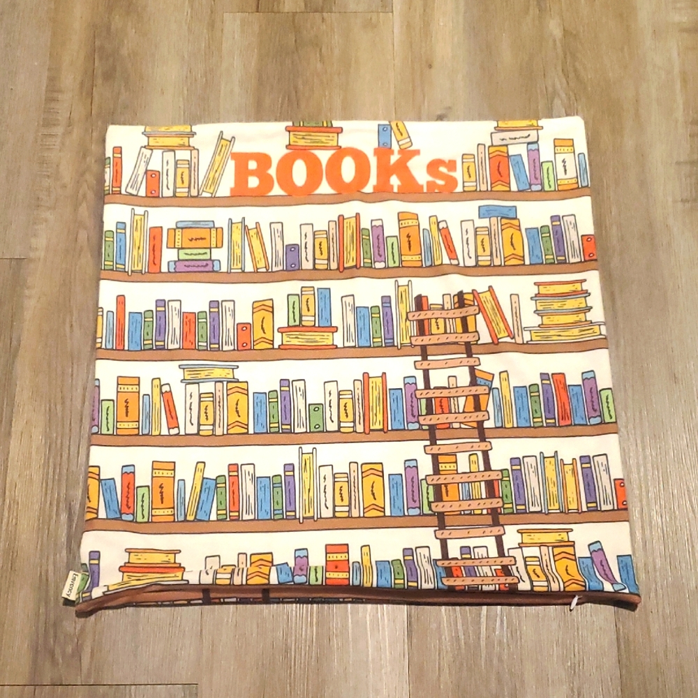 Colorful Bookshelf Accent Pillow